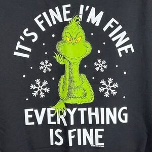 Instant Message Dr Seuss The Grinch Everything Is Fine Black Sweatshirt Large